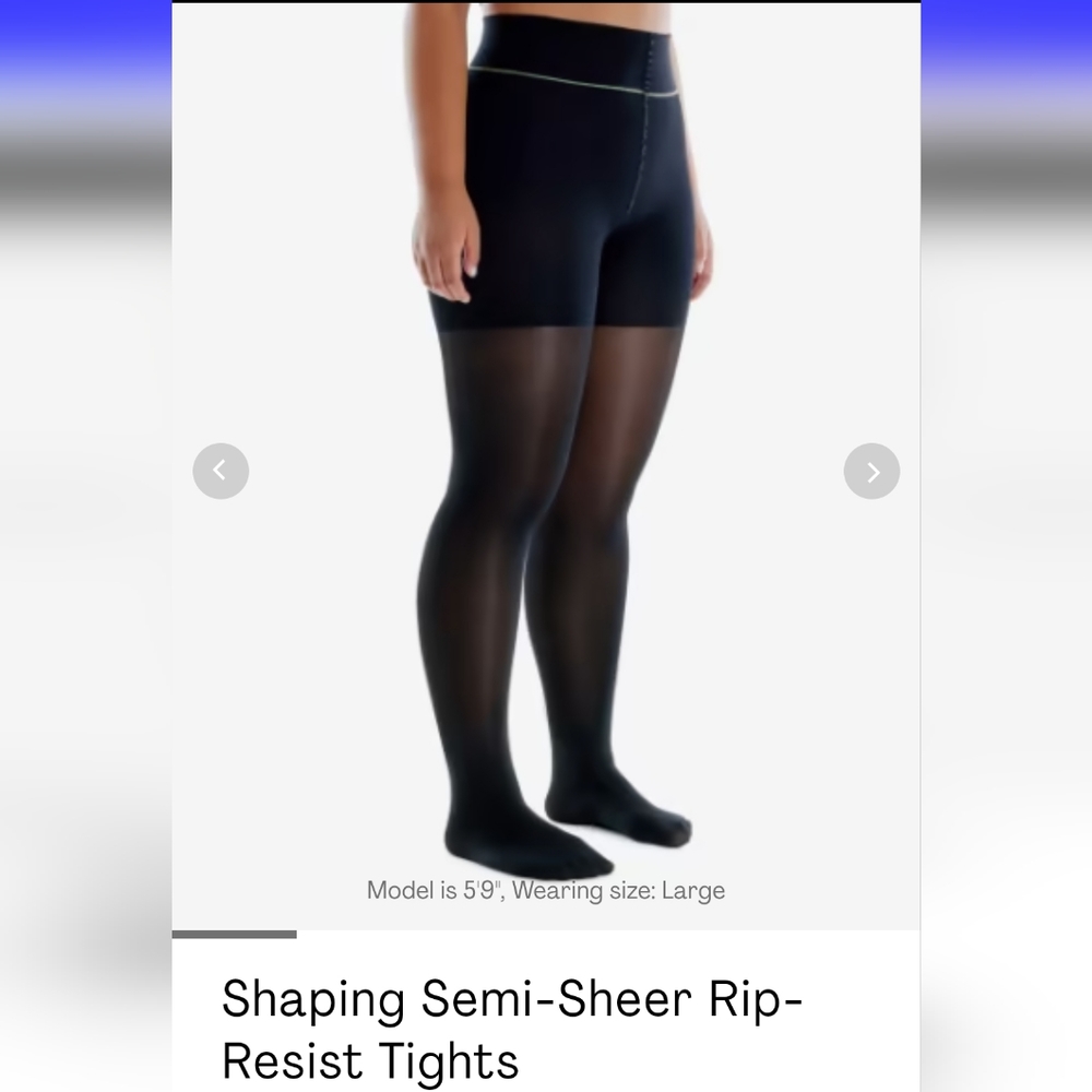 Sheertex Shaping Semi Sheer Rip Resist Tights in Black Size M